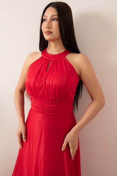 PULLIMM Rochie de seară lungă cu sclipici cu decolteu C 13320