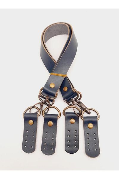 angel çanta aksesuar Μοντέλο Misu 55 εκ. Navy Blue Leather - Διπλή λαβή, Antique Metal