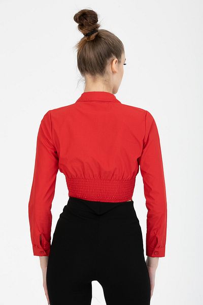 alenmoda Women's Red Corset Elastic Waist Crop