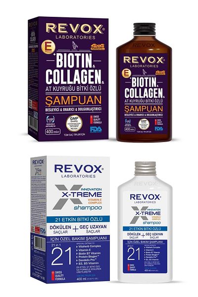Revox Biotin Collagen and Xtreme Plant Extract Shampoo Set - Anti-Spill and Repair 400ml