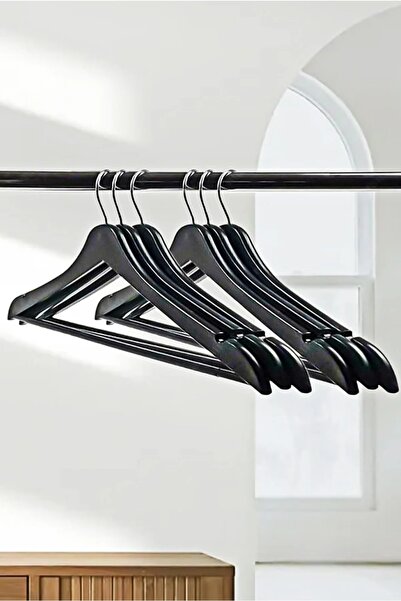 Çavdar Group 24 Adet Ekonomik Siyah Ahşap Görünümlü Elbise Askısı Plastik Kıy...