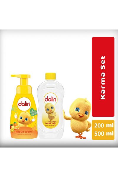 Dalin Baby Oil 500 ml Mango and Orange Scented Foam Soap 200 ml