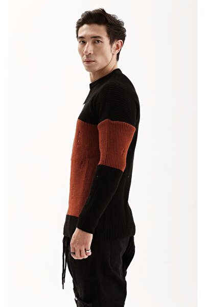 THIMOON Colorblocked Oversize Sweater with Ripped Detail