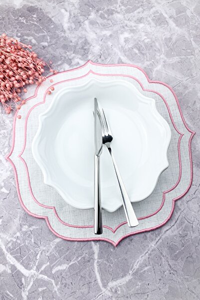 WEARE2 Set american brodat cu înfășurare dublă, de culoare roz