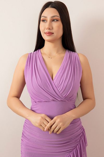 PULLIMM Zero Sleeve Skirt Detailed Double Breasted Collar Dress 13393