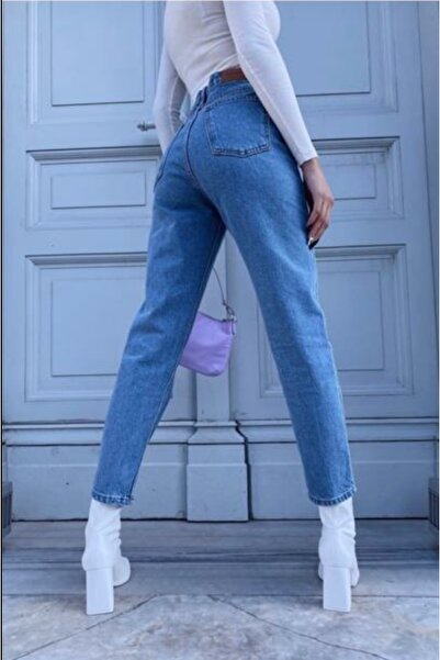 Trn JNS Dámské Boyfriend kalhoty Rimma Light Blue Colorfast Mom Jean s vysokým pasem Power Lycra