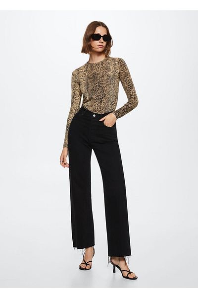 MANGO Woman Tricou cu mânecă lungă cu model