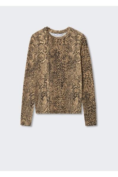 MANGO Woman Μακρυμάνικο μπλουζάκι με σχέδιο