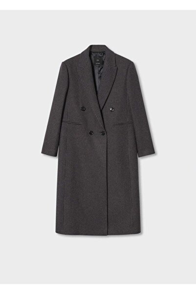 MANGO Woman Vlněný kabát se vzorem Houndstooth