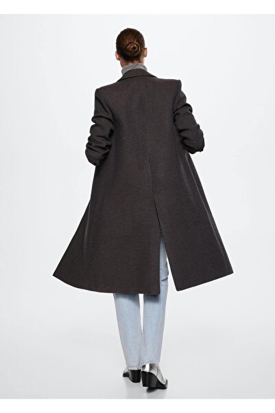 MANGO Woman Vlněný kabát se vzorem Houndstooth