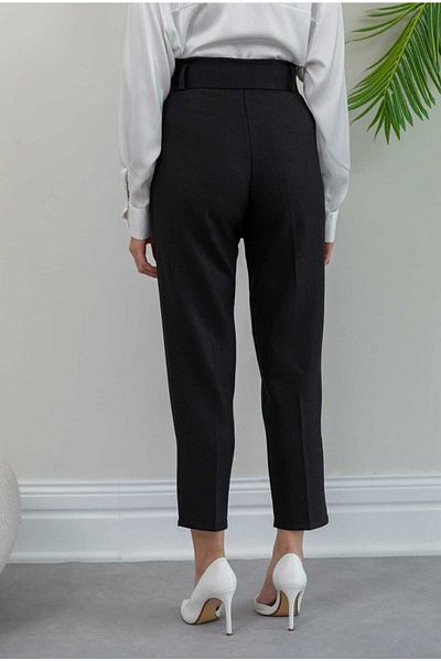 MODA MAÇKA PARK Waist Belted Skinny Leg High Waist Pencil Pants
