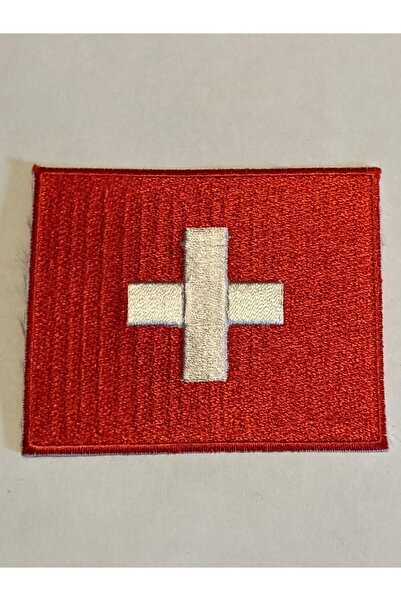 StüdyoÜmitTişört سويسرا-سويترلاند العلم التصحيح الحجاب، مزيج، رقعة الجينز