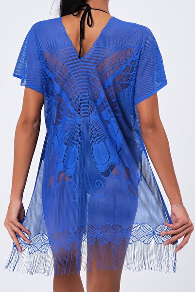 vawensea Blue Butterfly Patterned Women's Tulle Pareo
