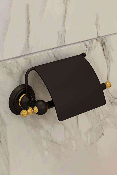 Mayaglory Aspendos Serisi Kapaklı Kağıtlık Siyah Gold Renk Pirinç Hammadde 5 Yıl Garanti