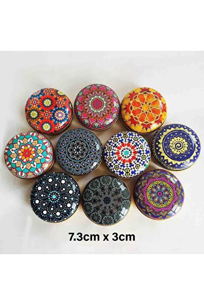 ayyagift Mandala Desenli Metal Kutu Mum Ve Hediyelik Kutusu 7,3x3,5cm 50 Adet