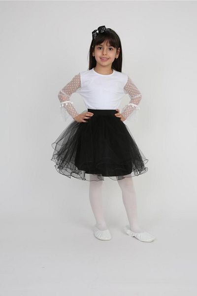BLUEMOOR Girl's 23 April 29 October Performance Outfit Tulle Detailed T-Shirt Tutu Skirt