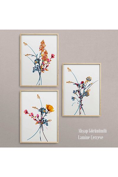 HOMEPACK Комплект за рисуване от 3 части с рамка от естествено дърво Hpn062