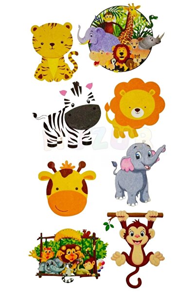 Huzur Party Store Safari 8 Adet Geçici Çocuk Dövmesi Doğum Günü Parti Renkli Tattoo Dövme Sevimli Hayvanlar Konsepti