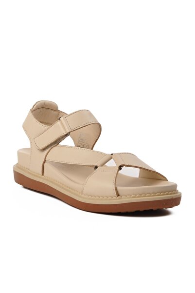 Venüs 202064y Beige Genuine Leather Women's Sandals
