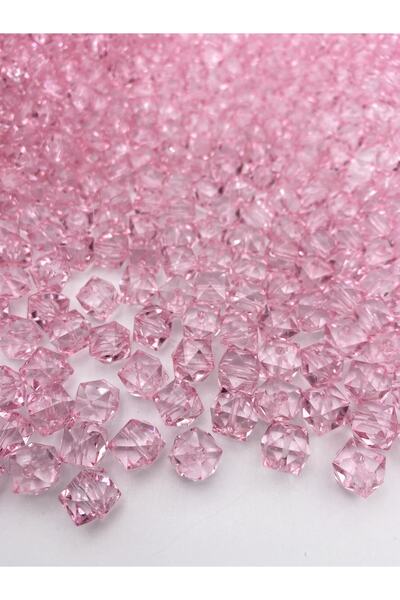 Hedef Bijuteri مكعب اللون الوردي 100 جرام 12 ملم، خرز أكريليك نموذج مكعب، مجو...
