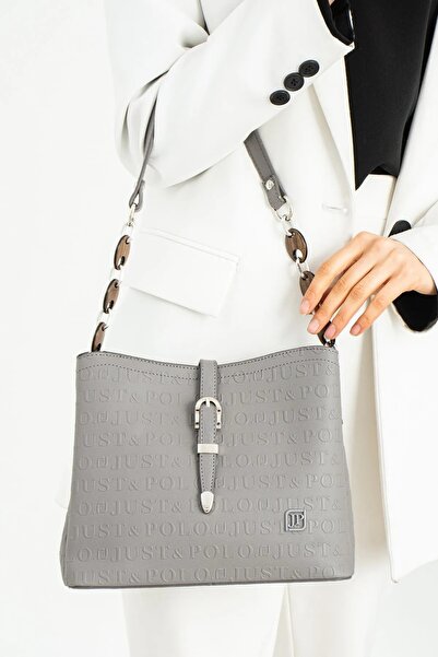 Just Polo Gri Yeni Sezon Çok Bölmeli Uzun Askılıklı Gri Omuz Çantası