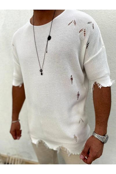 elkumoda Μπλουζάκι με σχισμένη λεπτομέρεια T-shirt με κοπή με λέιζερ