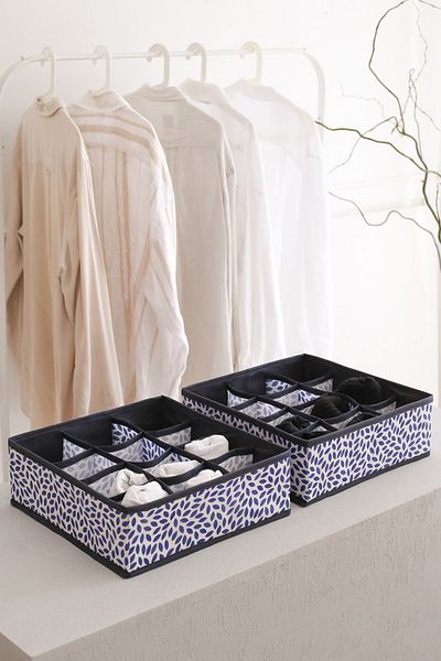 REKHOME 2-Piece Navy Blue Children's Room Closet Drawer Socks Organizer Honeycomb Accordion Organizer