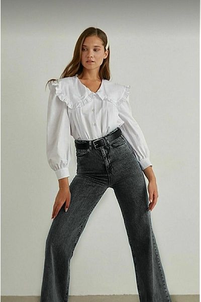 DRC trend Serenay 90's Smoked Power Lycra Super High Waist Loose Jeans Palazzo Pants