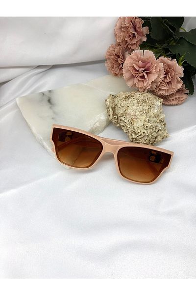 Di Caprio Lendi Retro Square Beige Gold Women's Sunglasses
