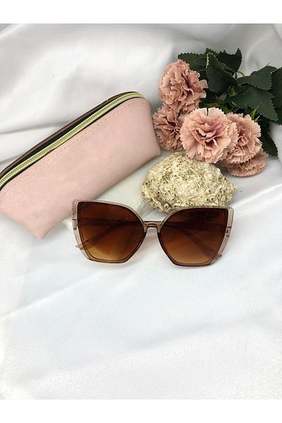 Di Caprio Zundia Classic Square Rectangle Transparent Light Brown Women's Sunglasses