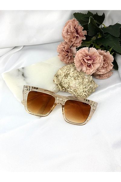 Di Caprio Undea Cat Eye Square Transparent Light Brown Women's Sunglasses