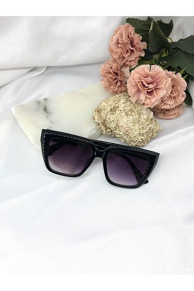 Di Caprio Undea Cat Eye Square Black Women's Sunglasses
