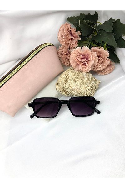 Di Caprio Sandea Square Rectangle Vintage Black Women's Sunglasses
