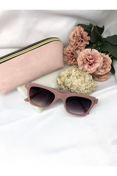 Di Caprio Rosa Square Gold Detailed Purple Lilac Women's Sunglasses