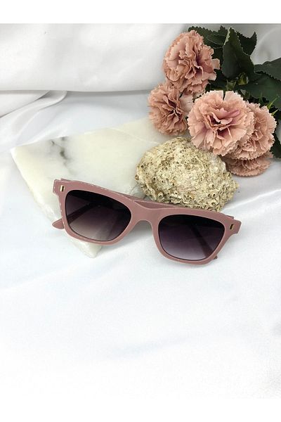 Di Caprio Rosa Square Gold Detailed Purple Lilac Women's Sunglasses