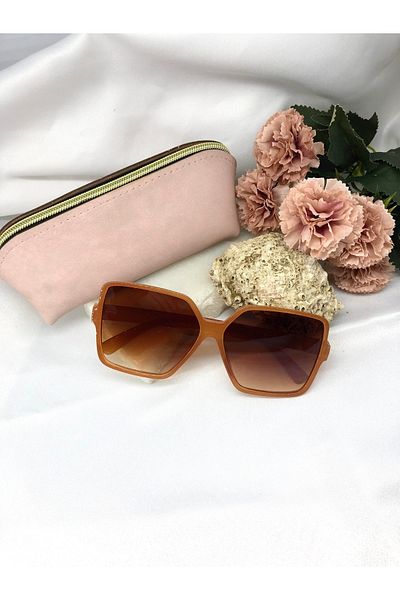 Di Caprio Rangi Rectangle Square Design Brown Women's Sunglasses