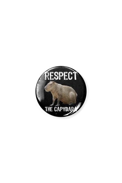 Fizello Respect The Capybara Funny Rodent Capibara Photo Buton Rozet