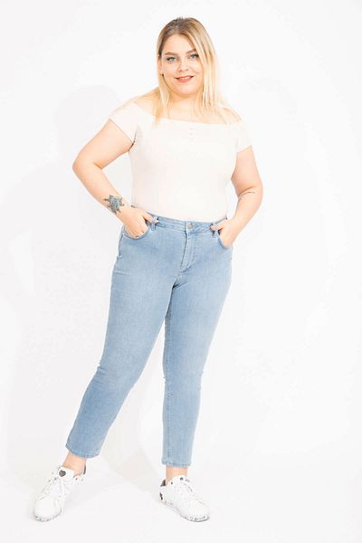 Şans Dámské modré velké velikosti Lycra 5 Pocket Jeans 65n35585