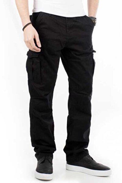 Bilgiçler Erkek Siyah Klasik Kesim Kargo Pantolon