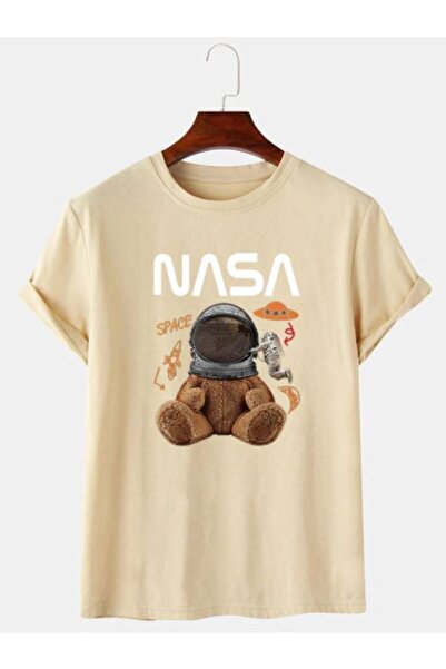 WNWGKN Unisex bela majica sa teddy medvedićem NASA
