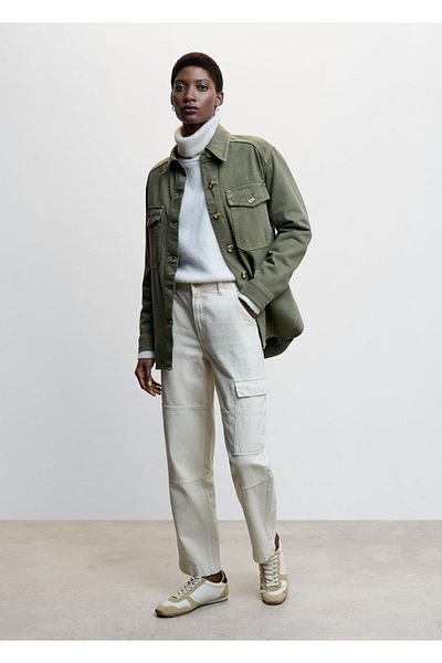 MANGO Woman Cotton Shirt Jacket with Chest Pockets