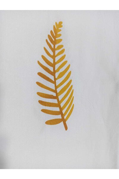 Nevin Acar Yellow Leaf Sleeveless Kimona Collar Bamboo Beach Bathrobe