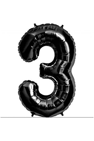 Aşkın Parti Evi 3 Number Foil Balloon Black 100 Cm Party Balloon