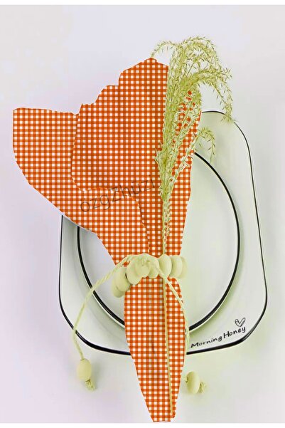 perlina home Fabric Napkin 6-Piece Plaid Orange