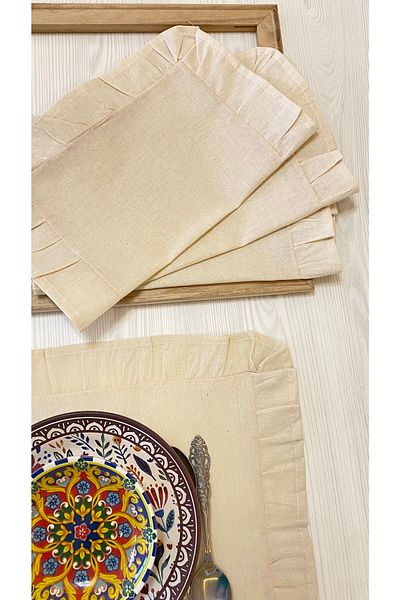 White Alamode Ruffled Placemat Set 35x45cm