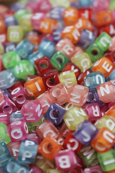 Hobimos Transparent Colored Plastic Cube Letter Beads - 6x6mm - Jewelry Beads - 50 Grams ~350 Pieces
