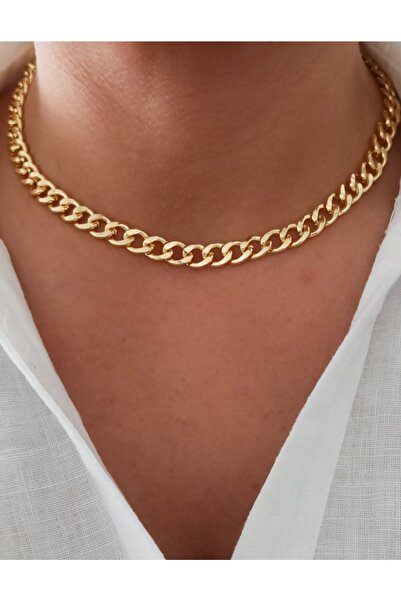 DENİZDENAL سلسلة سميكة مطلية بالذهب قلادة