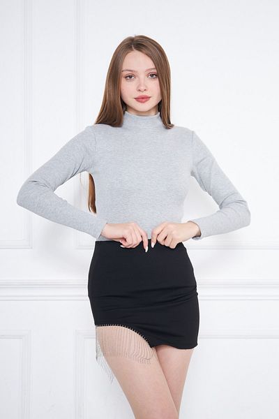 Bukamiss Women's Gray Turtleneck Ribbed Knitted Body