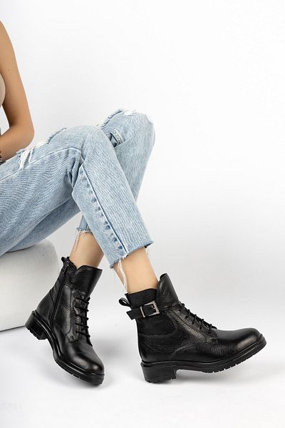 Deripabuc Genuine Leather Black Women's Leather Boots Trc-7211