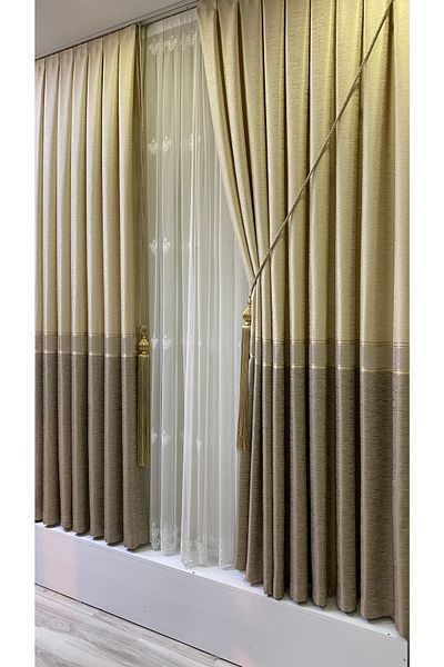 Fon Dünyası Panel Background Curtain Cream Milk Coffee